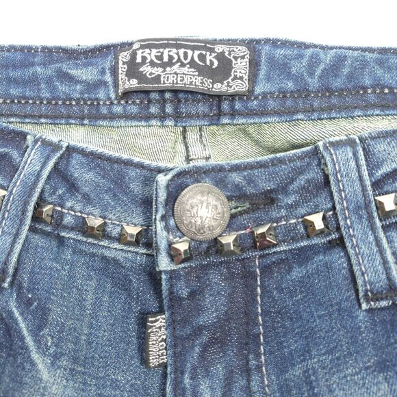 Rerock for Express Straight Medium Wash Casual Denim Jeans Womens Size 2 Blue - Picture 7 of 9